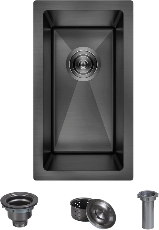 10 x 18 inch Undermount Bar Sink,18 Gauge Stainless Steel Black Bar Sink