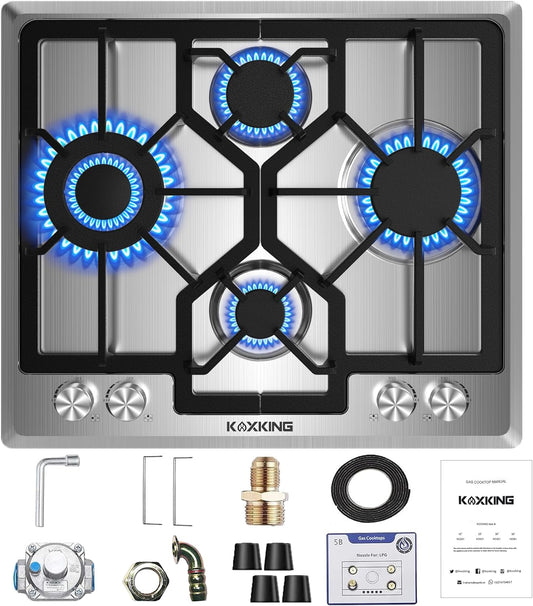 24 inch Gas Cooktop, Built-in Gas Stove Top with 4, 24 Inch NG/LPG Convertible Cooktops, Four Burner Propane Cooktop with Thermocouple Protection, Stainless Steel