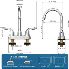 Brushed Nickel 2 Handle Bathroom Faucet 4 Inch Centerset Bathroom Faucet 3 Hole with Pop-up Drain and Supply Lines