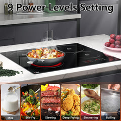 Electric Cooktop 24 Inch, 4 Burner Electric Stove Top Built-in Sensor Touch Electric Stovetop, 220-240V Hard Wired (No Plug)