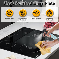 Electric Cooktop 24 Inch, 4 Burner Electric Stove Top Built-in Sensor Touch Electric Stovetop, 220-240V Hard Wired (No Plug)