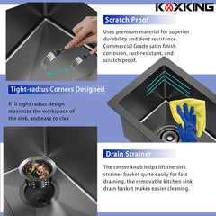 10 x 18 inch Undermount Bar Sink,18 Gauge Stainless Steel Black Bar Sink