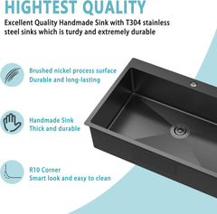 33 x 22 Inch Black Single Bowl Drop In Kitchen Sink Topmount 18 Gauge Stainless Steel Single Bowl Kitchen Sink Single Basin with Bottom Grid Drain Strainer Set
