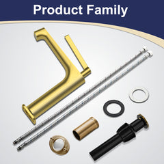 Brushed Gold Single Hole Bathroom sink Faucet with Pop-up Drain Suitable for 1 Hole