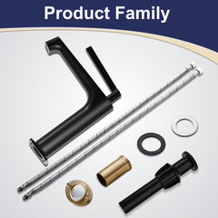 Matte Black Single Hole Bathroom sink Faucet with Pop-up Drain Suitable for 1 Hole