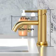 Single Handle Brass Bathroom Sink Faucet with Pop Up Drain Assembly and Water Faucet Supply Lines