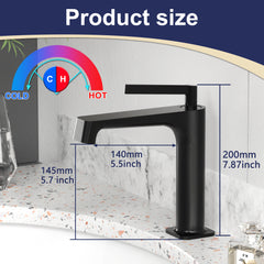 Matte Black Single Hole Bathroom sink Faucet with Pop-up Drain Suitable for 1 Hole