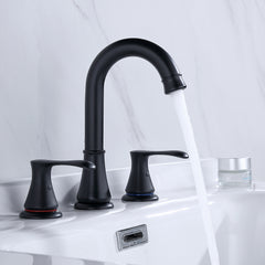 3 Hole Matte Black Bathroom Faucet with Pop Up Drain and cUPC Faucets Supply Hose