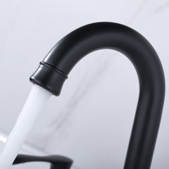 3 Hole Matte Black Bathroom Faucet with Pop Up Drain and cUPC Faucets Supply Hose