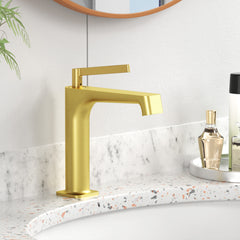 Brushed Gold Single Hole Bathroom sink Faucet with Pop-up Drain Suitable for 1 Hole