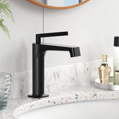 Matte Black Single Hole Bathroom sink Faucet with Pop-up Drain Suitable for 1 Hole