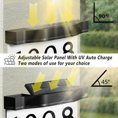 LED Solar Powered Address Sign Outdoor Waterproof